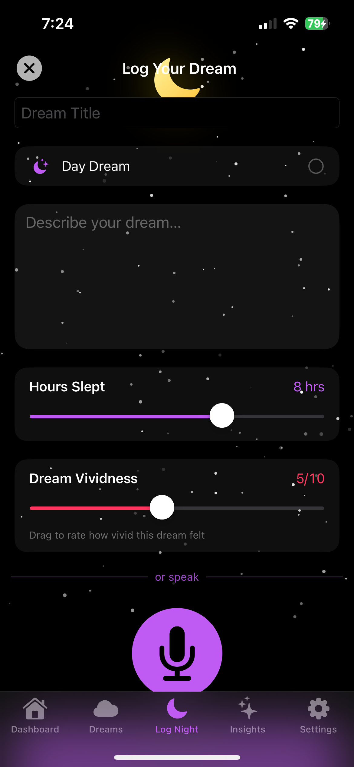 AI Dream Journal screen