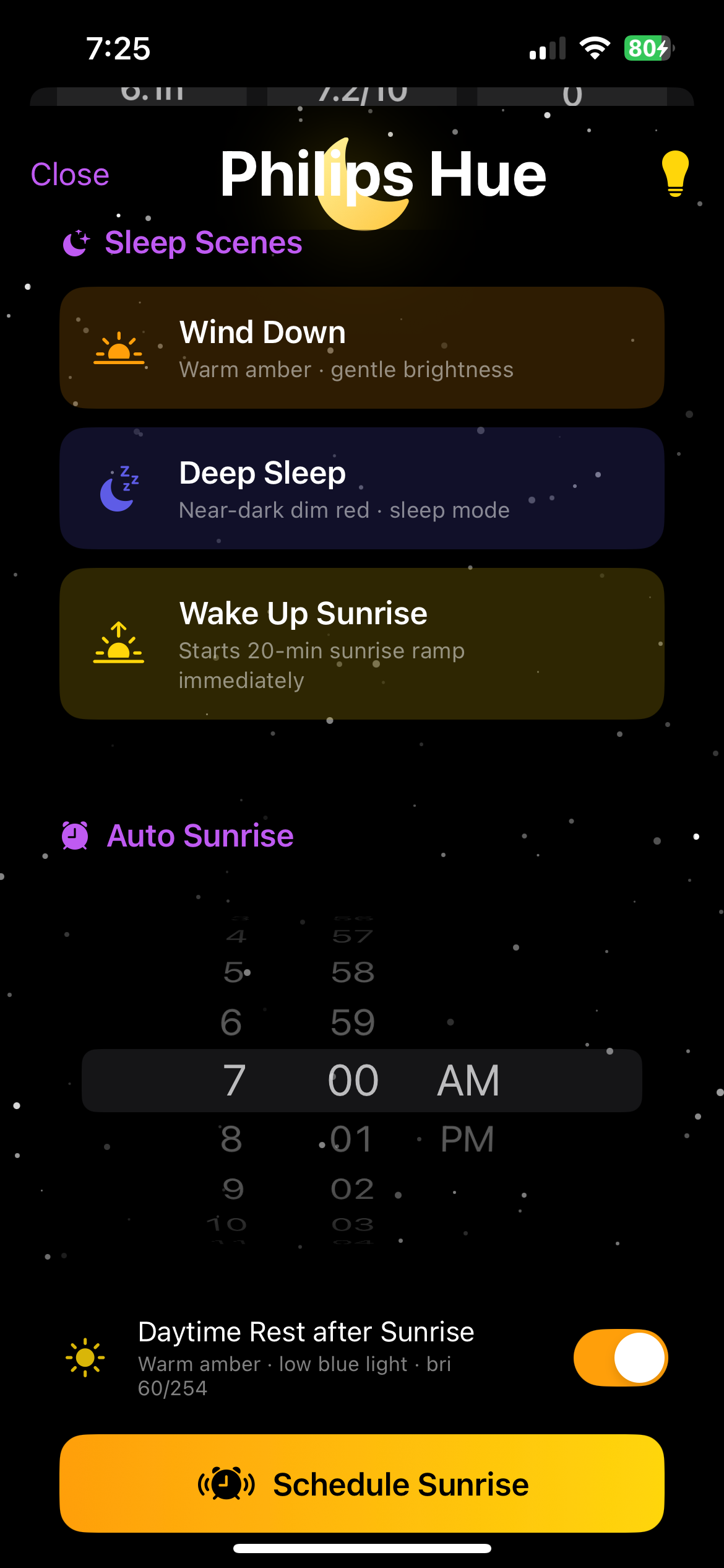 Smart Lights control screen